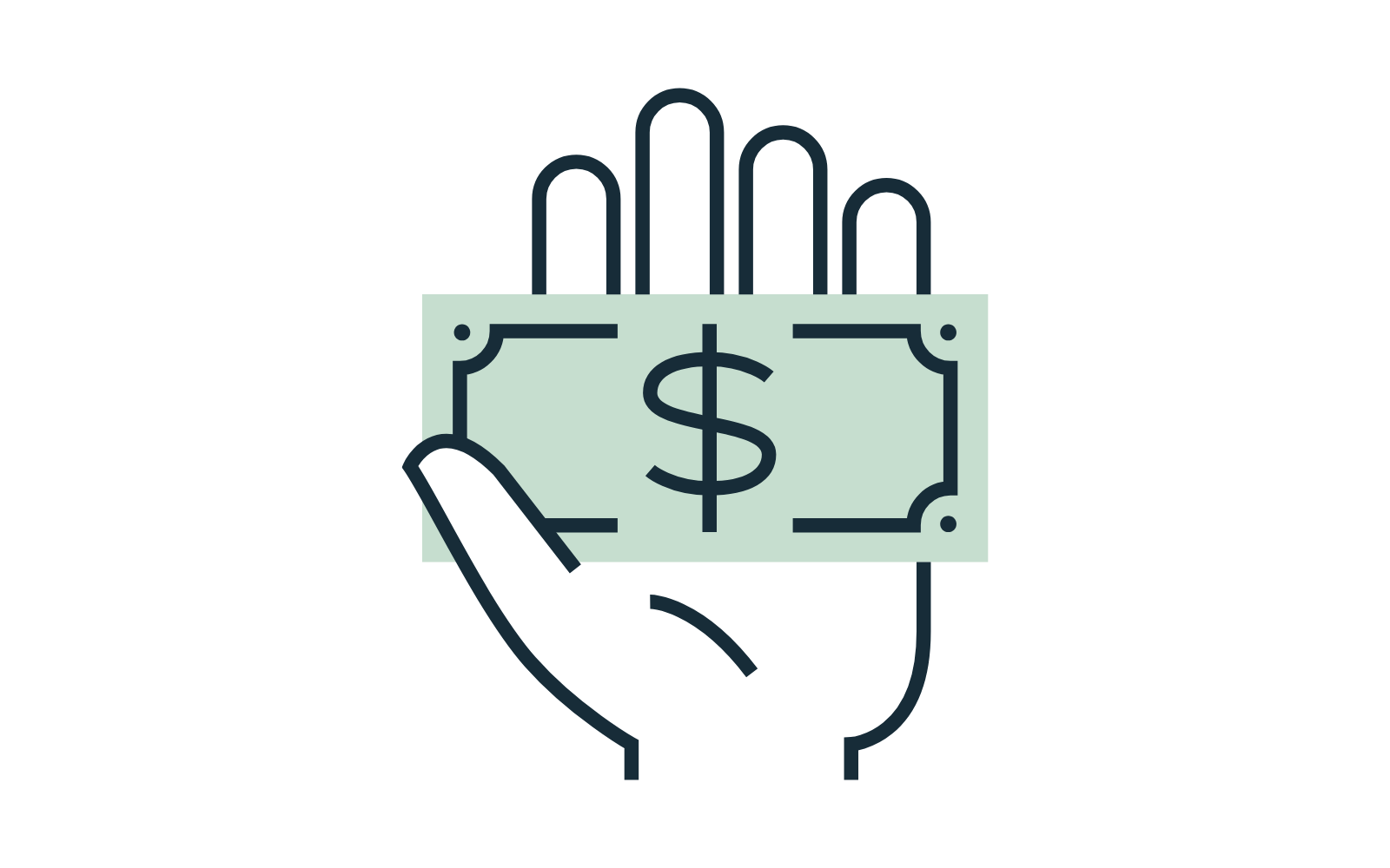 Animated image of hand showing a dollar