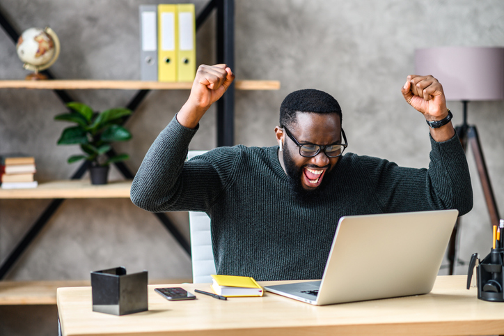 Man celebrating