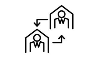 Outline of two business men cycling